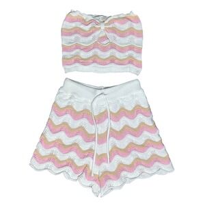 Stylish White and Pink Knit Set